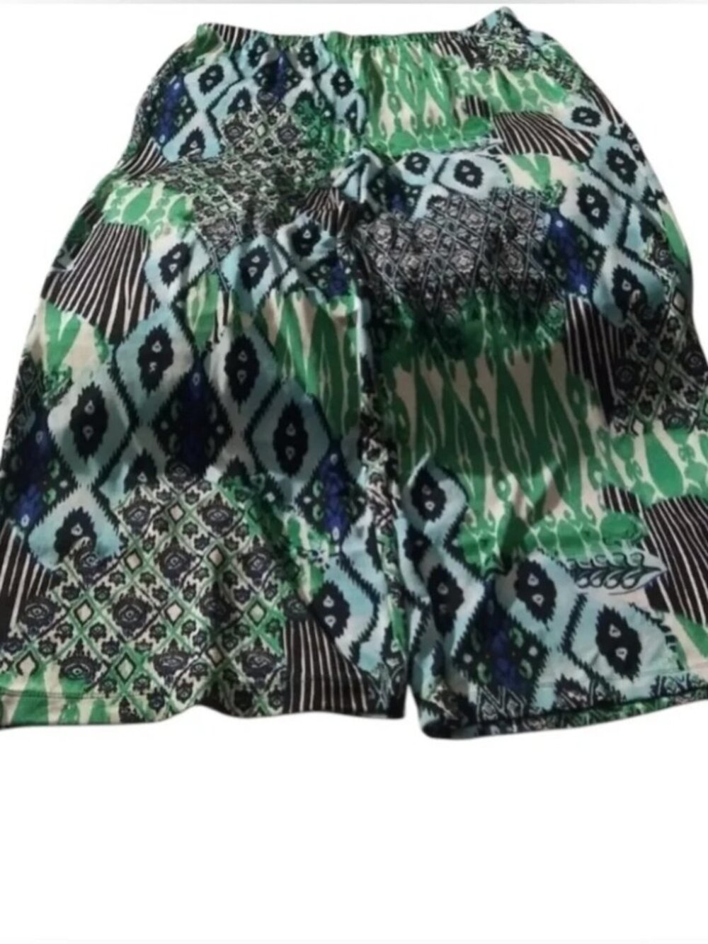 Chico's Traveler Palazzo Green Geo Pattern